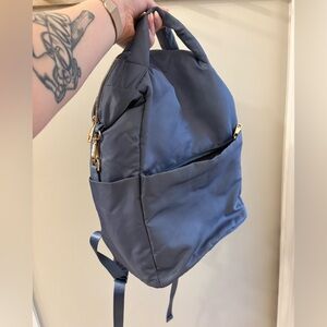 a new day Navy Blue Nylon Backpack Tote with Gold Hardware